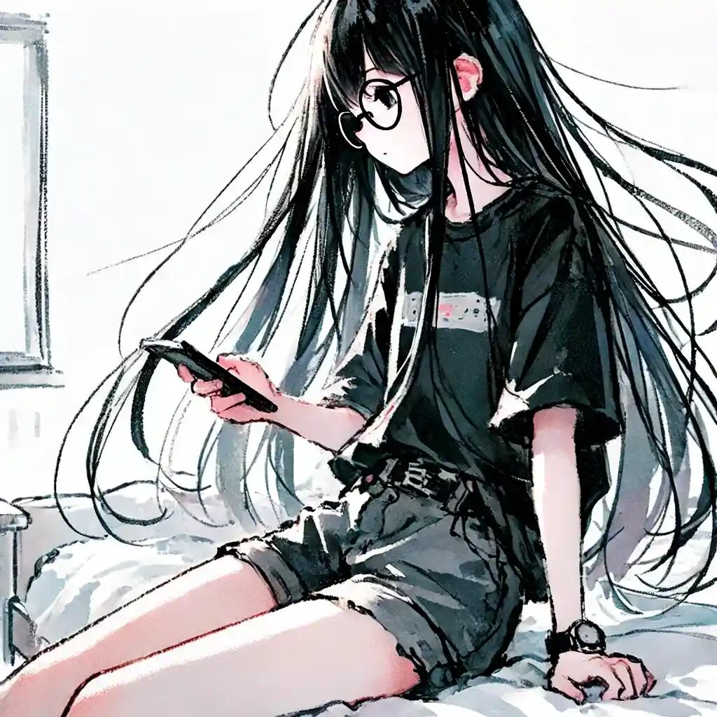 スマホをいじっている女子