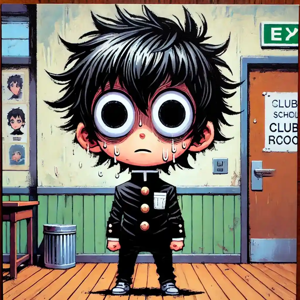 部室の前で緊張する男子