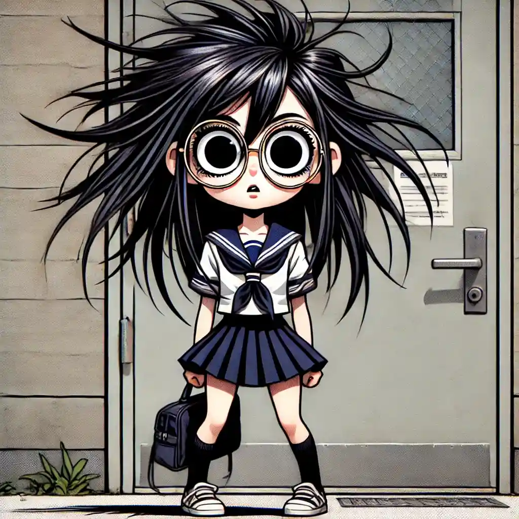 部室の前で緊張する女子