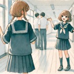 廊下で友達と話す女子