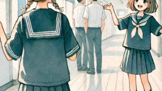 廊下で友達と話す女子