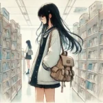 本屋で参考書を探している女子