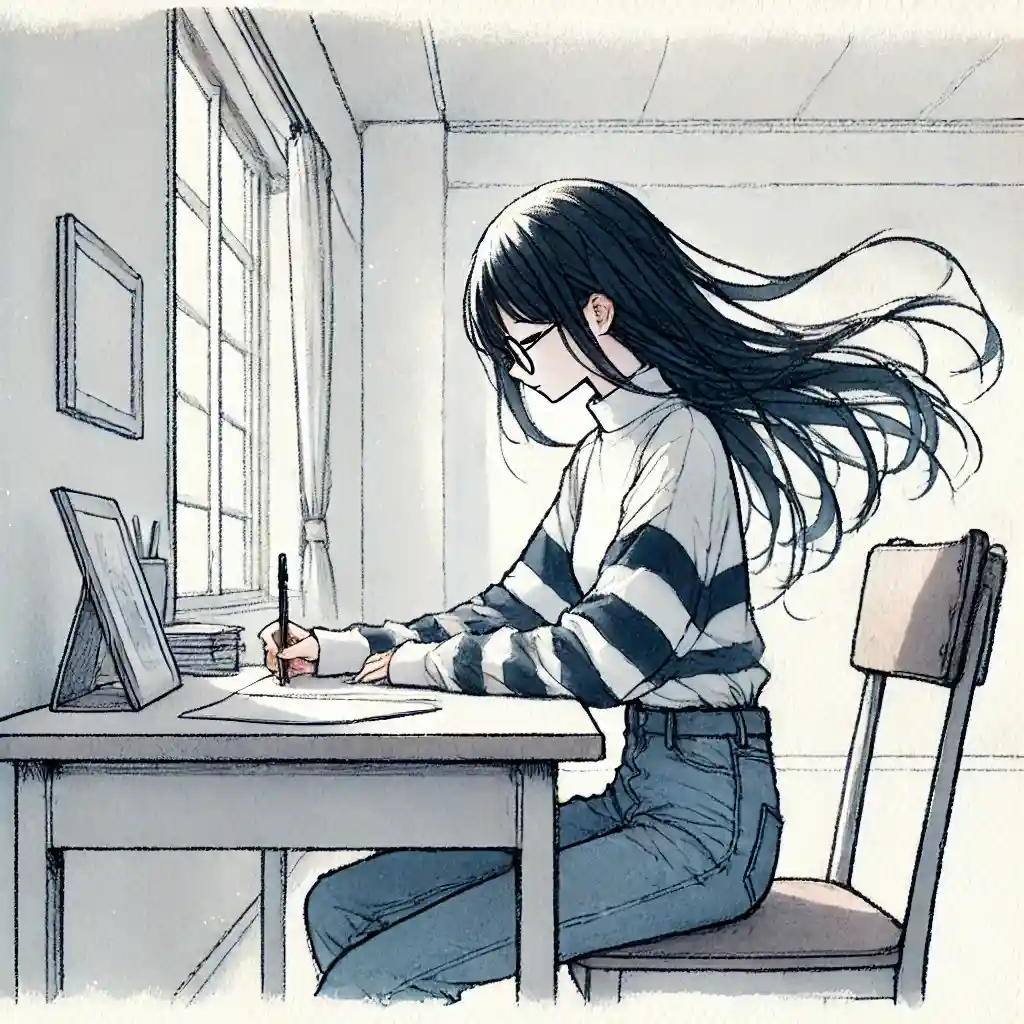 勉強している女子