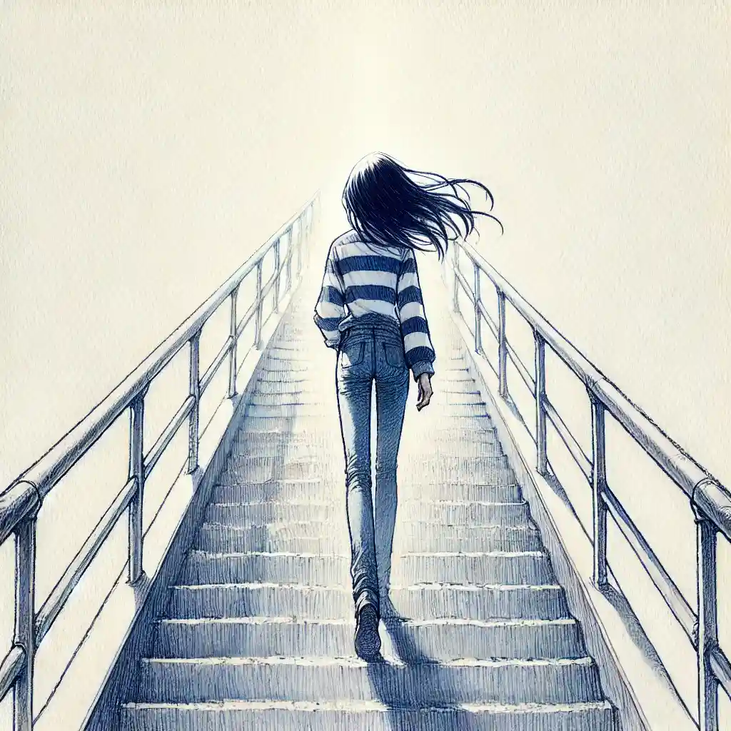 上へ登っていく階段