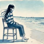 海を見ている女子