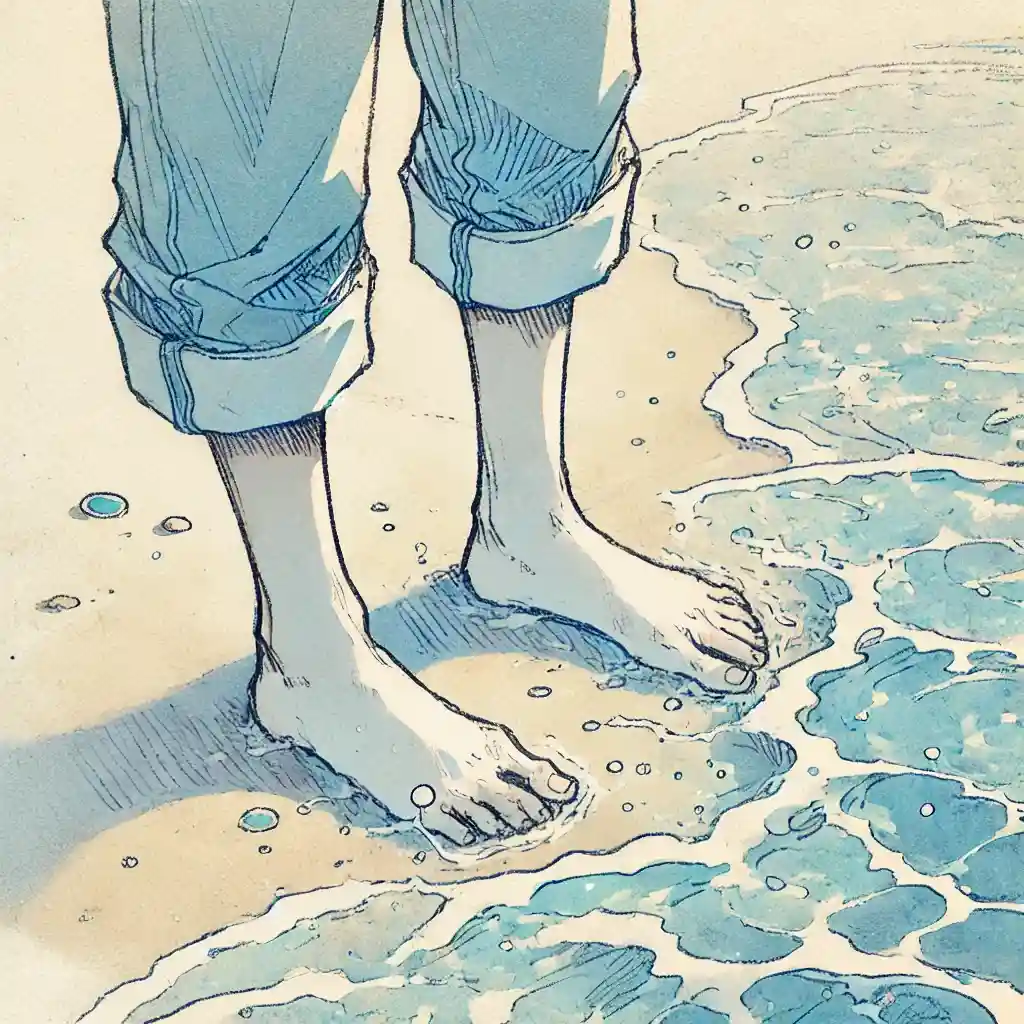 素足に打ち寄せる波