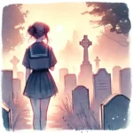 一人で墓地を横切る女子