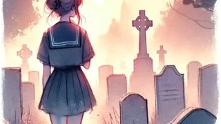 一人で墓地を横切る女子