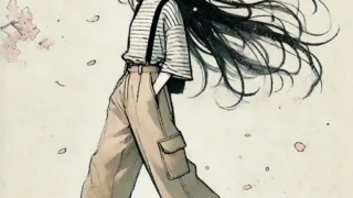 春の桜 の下を歩く