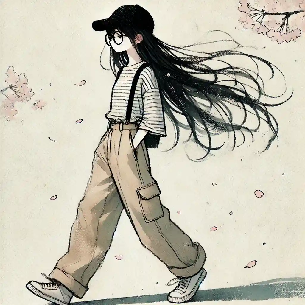 春の桜 の下を歩く