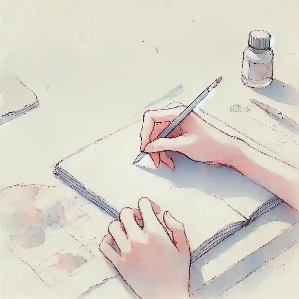 ノートをとっている女子