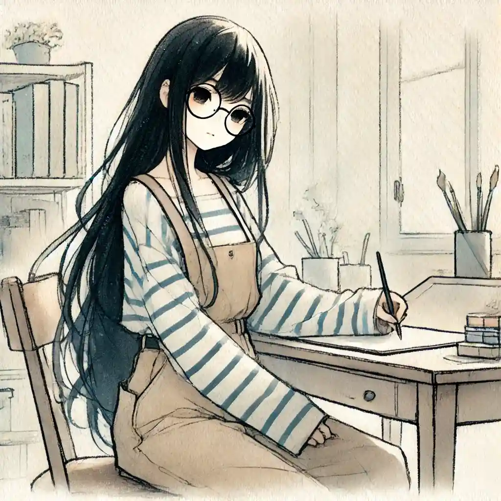 自宅で勉強中の女子