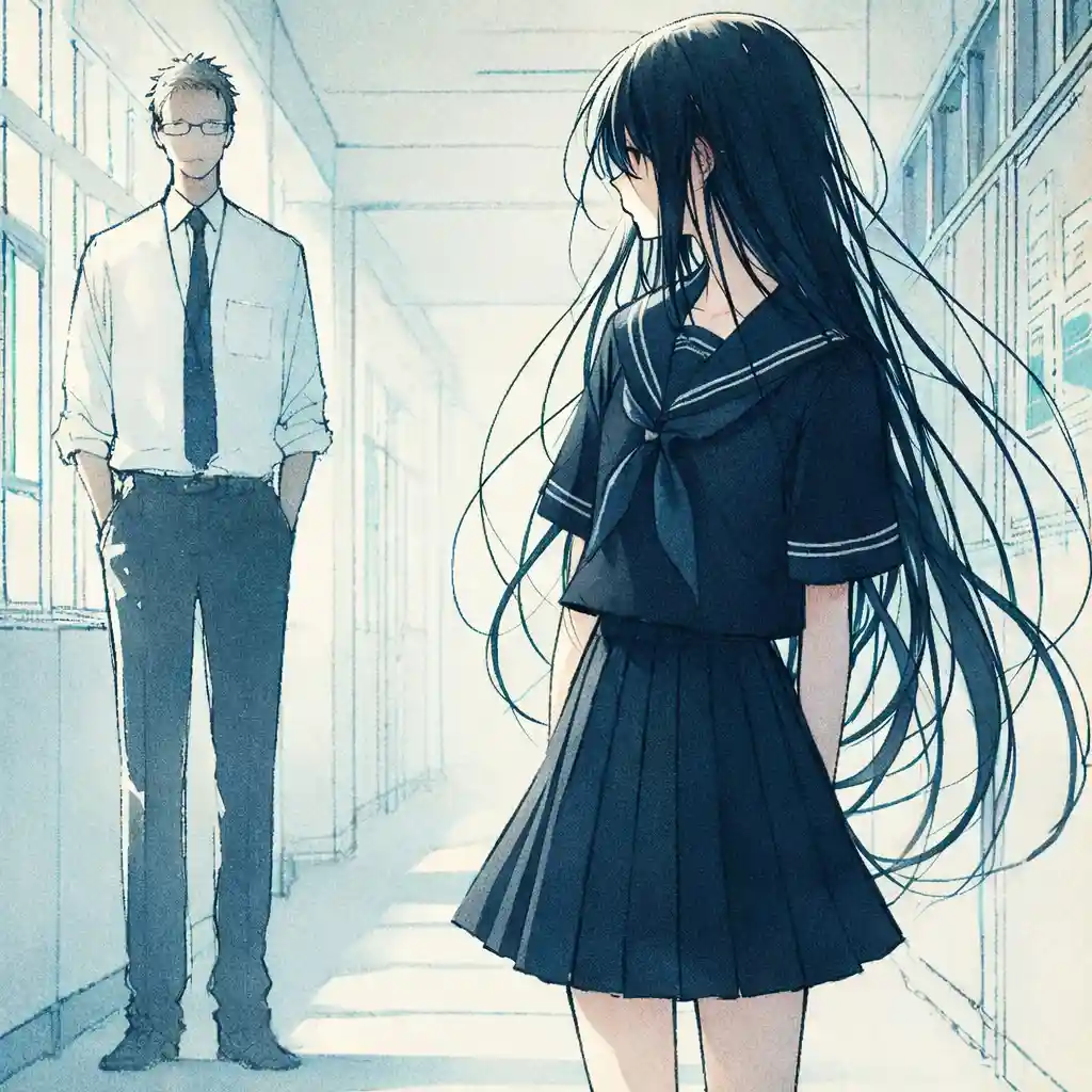 先生と話している女子