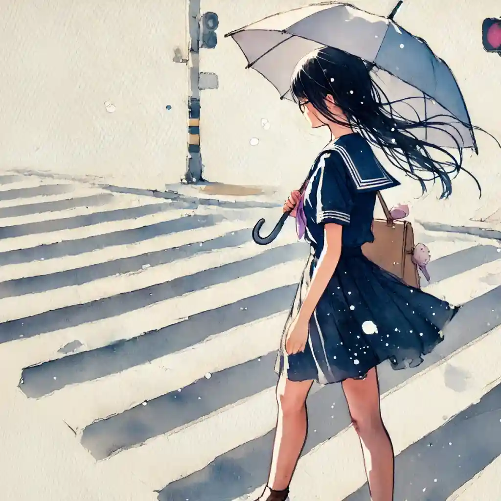 横断歩道を渡る女子