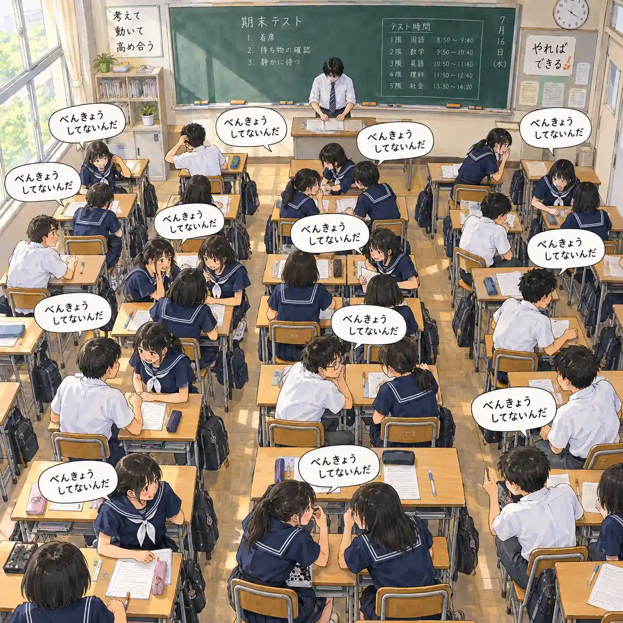 教室中で　勉強してないんだ　の吹き出し