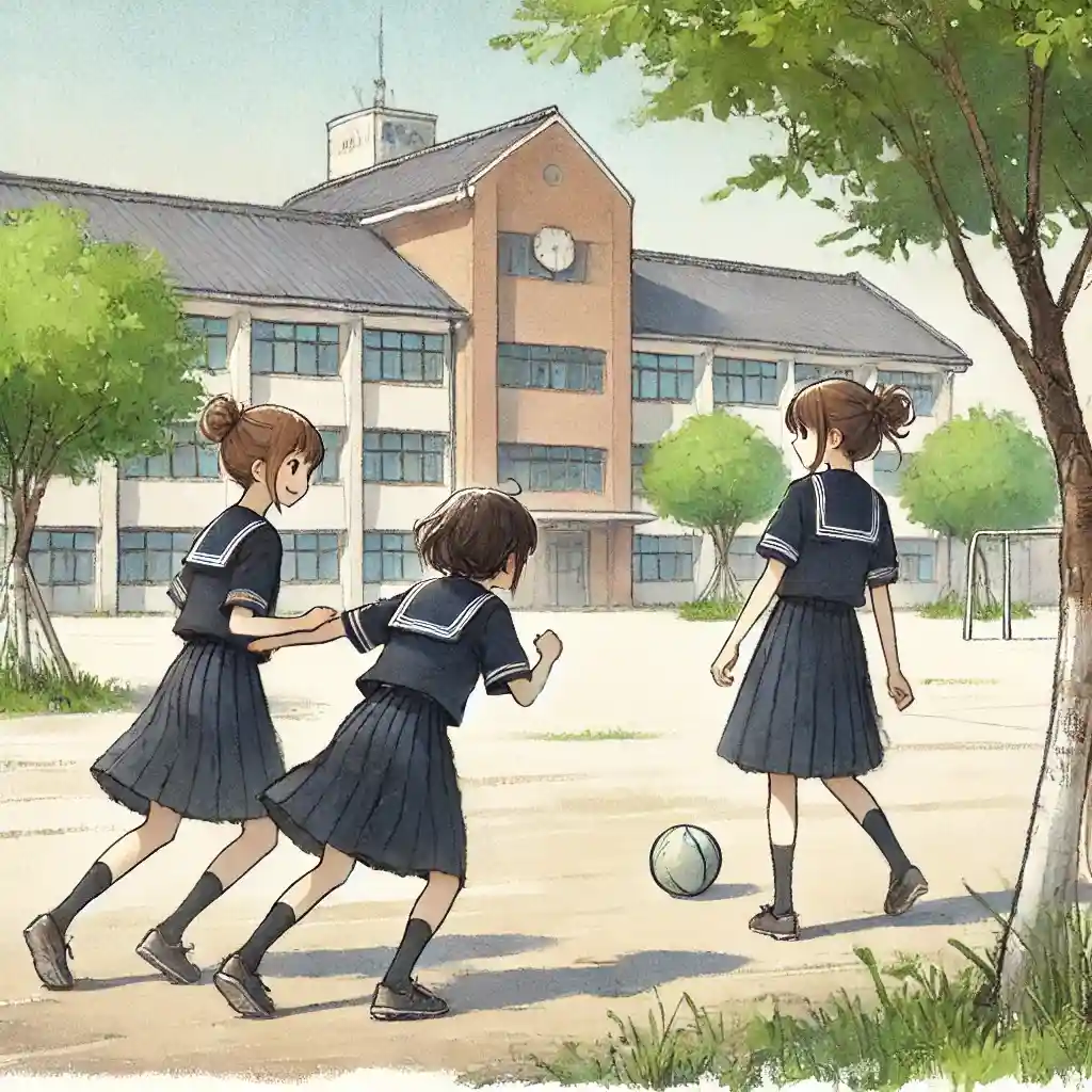 友達とふざける女子