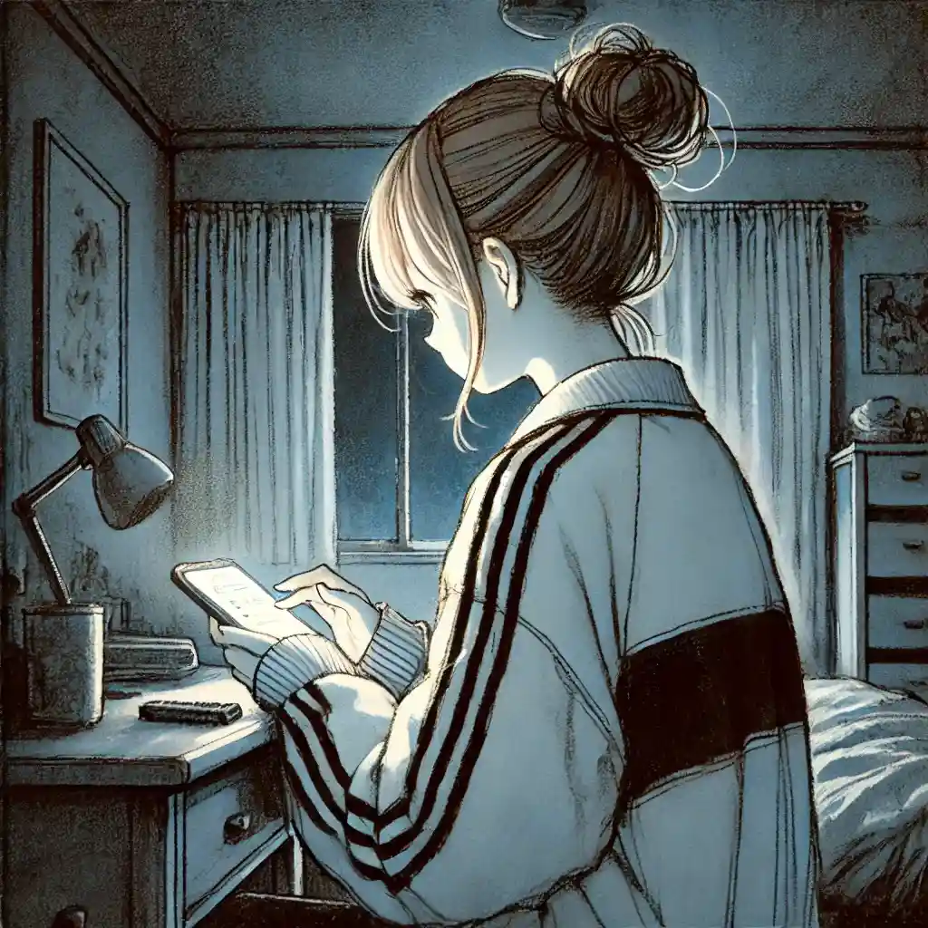 夜怖い動画を見てしまう女子