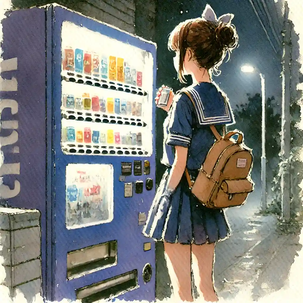 帰り道　ジュースを買う　女子