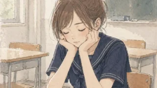 部活の目標を考えている女子