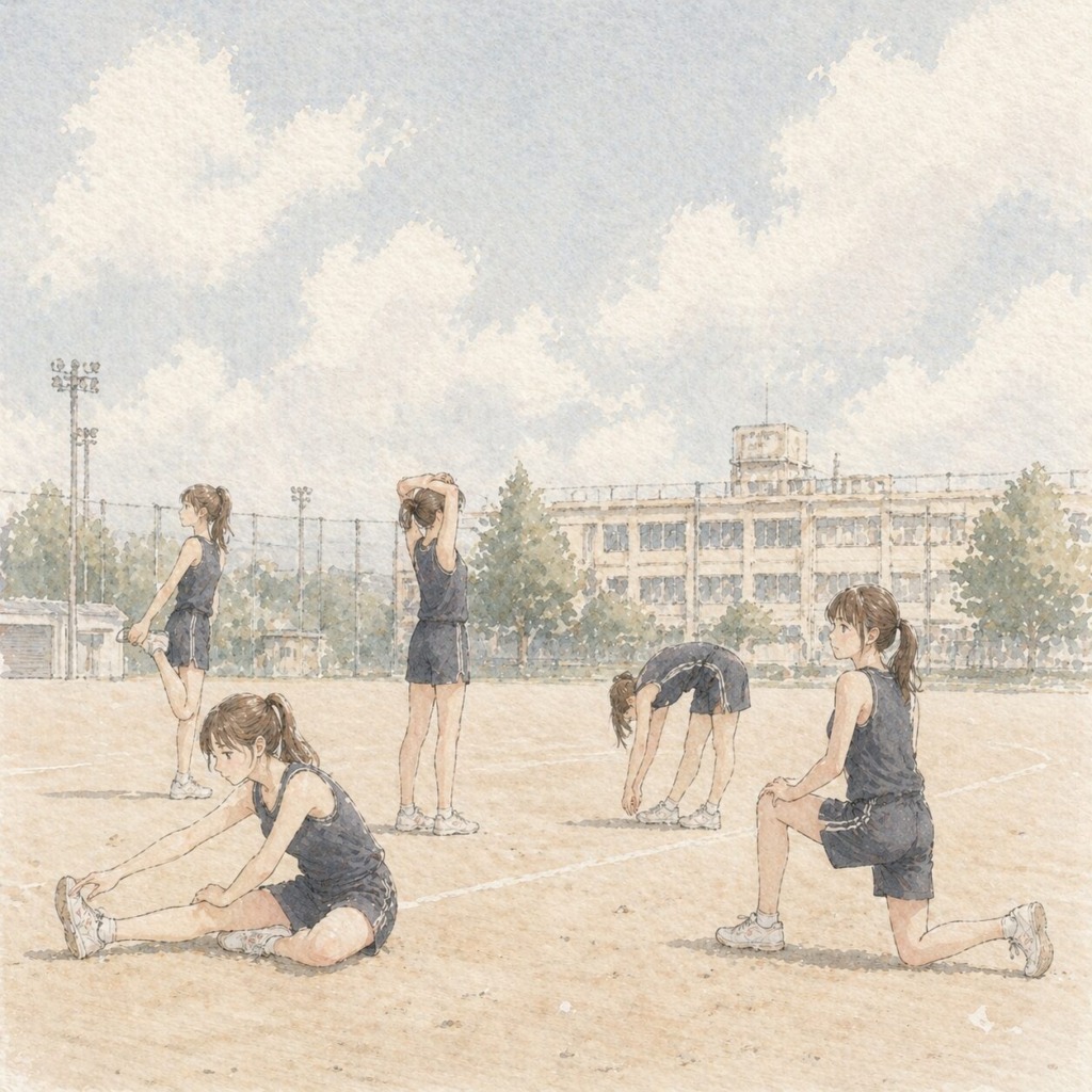 ストレッチしている女子たち