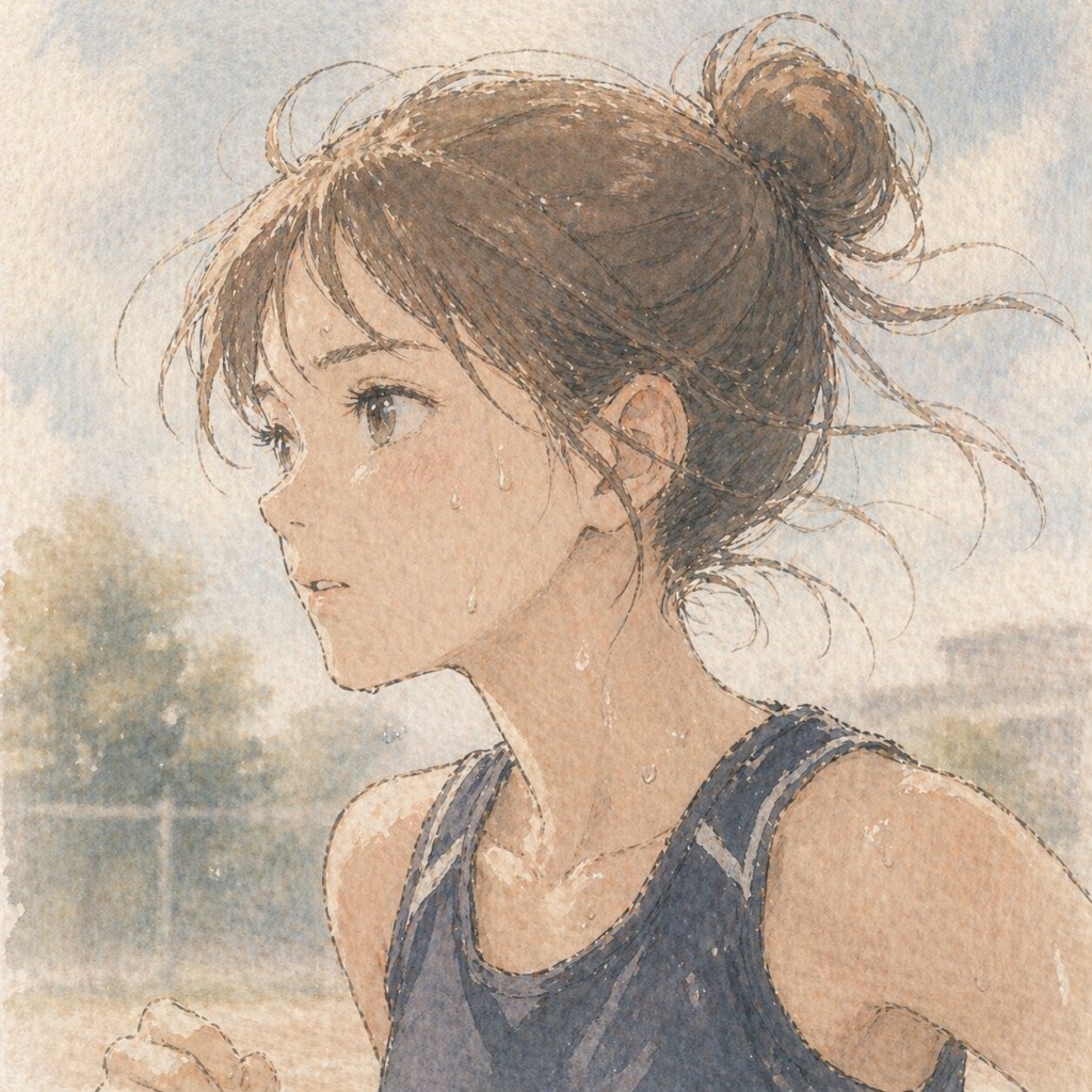 練習で汗ばむ女子