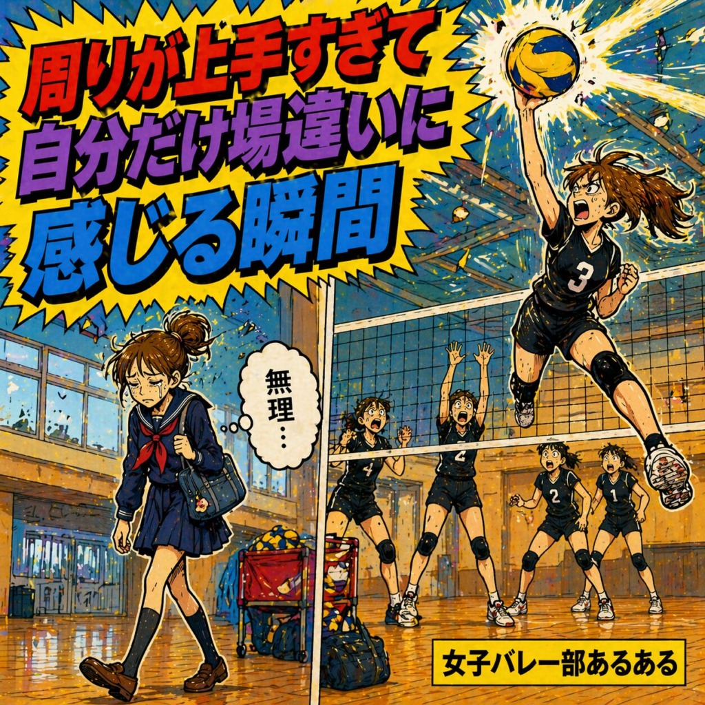 部活あるある。周りが上手すぎて場違いに感じ、無力さに気づいて一人だけ帰る女子バレー部員。
