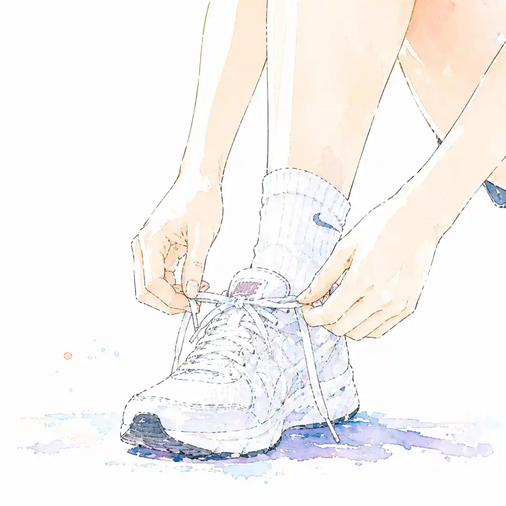 シューズの紐をギュッと閉める