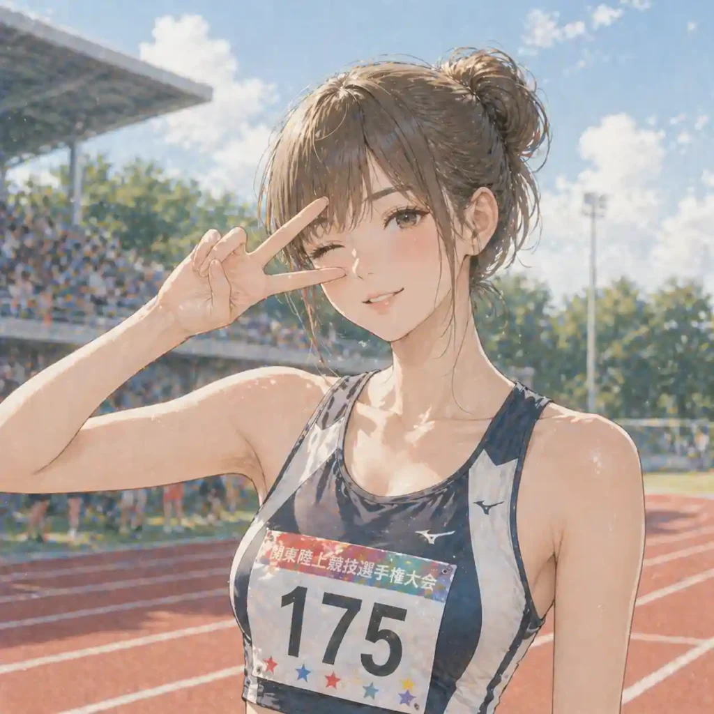 納得できる結果に笑顔の女子