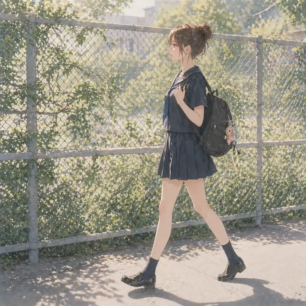 悩みながら帰宅する女子