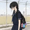 思い詰めて帰る女子