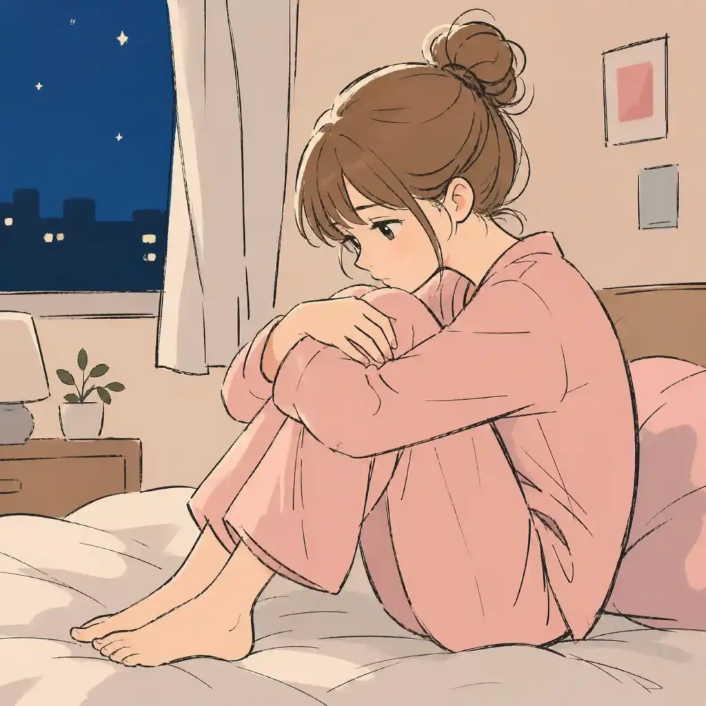 ベッドで行きたくないと悩む女子