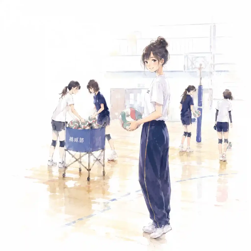 率先してボールを片付ける女子