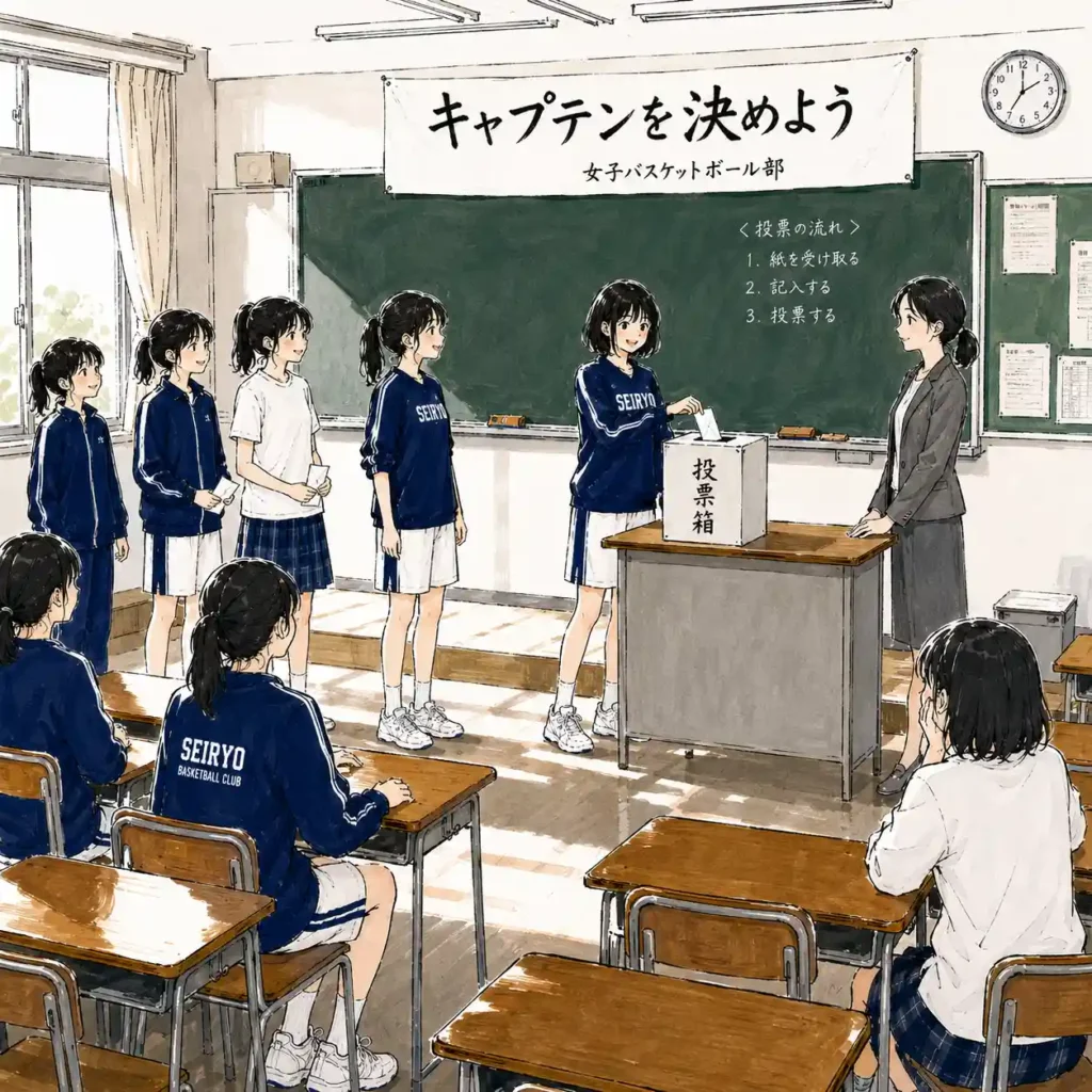 投票している部員たち