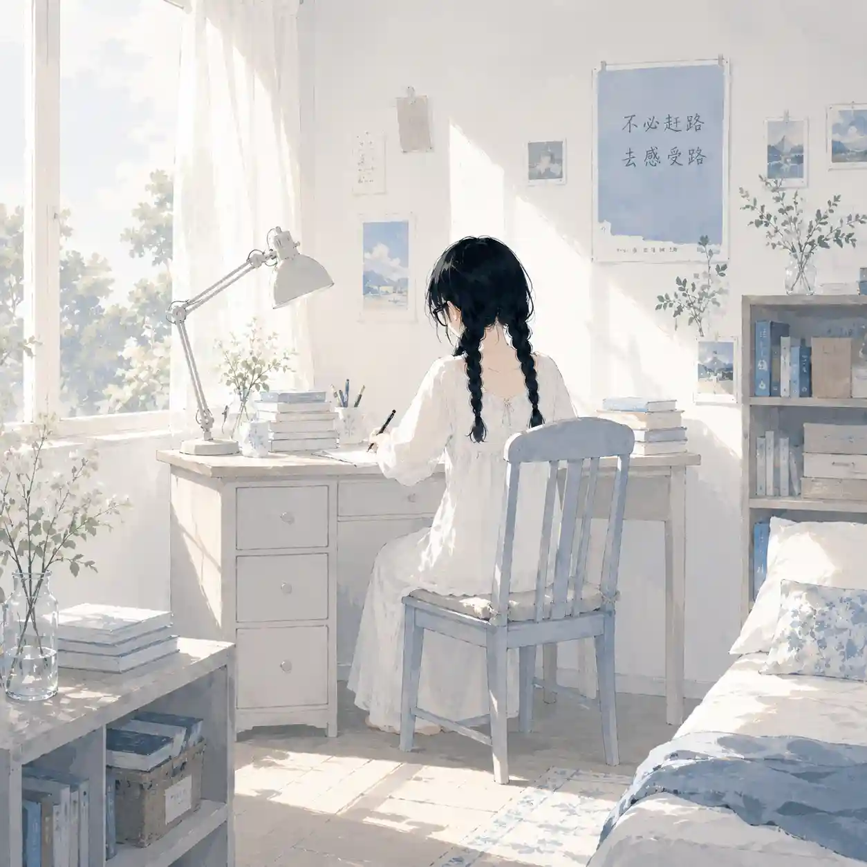 GPTを使って感想文を書く女子
