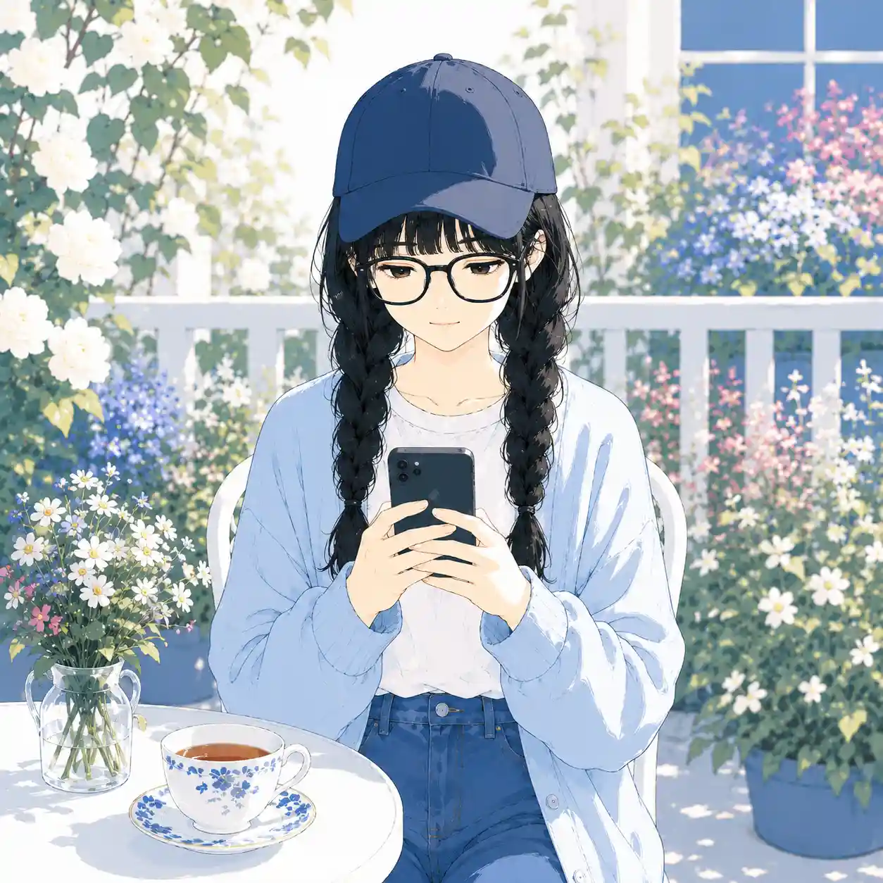 LINEを打つ女子
