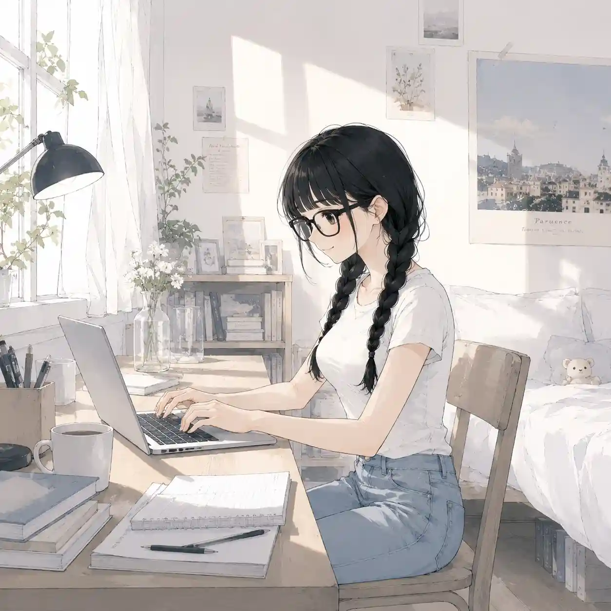 GPTで感想文を書く女子