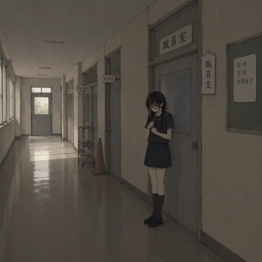 勇気を出して職員室に行く女子