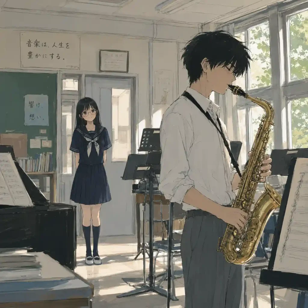 先輩を見つめる女子