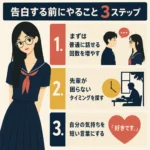 先輩に告白する３ステップのインフォグラフィック
