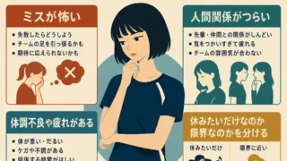 大家に出たくない理由　を中学生女子のイラストとともに示すインフォグラフィック