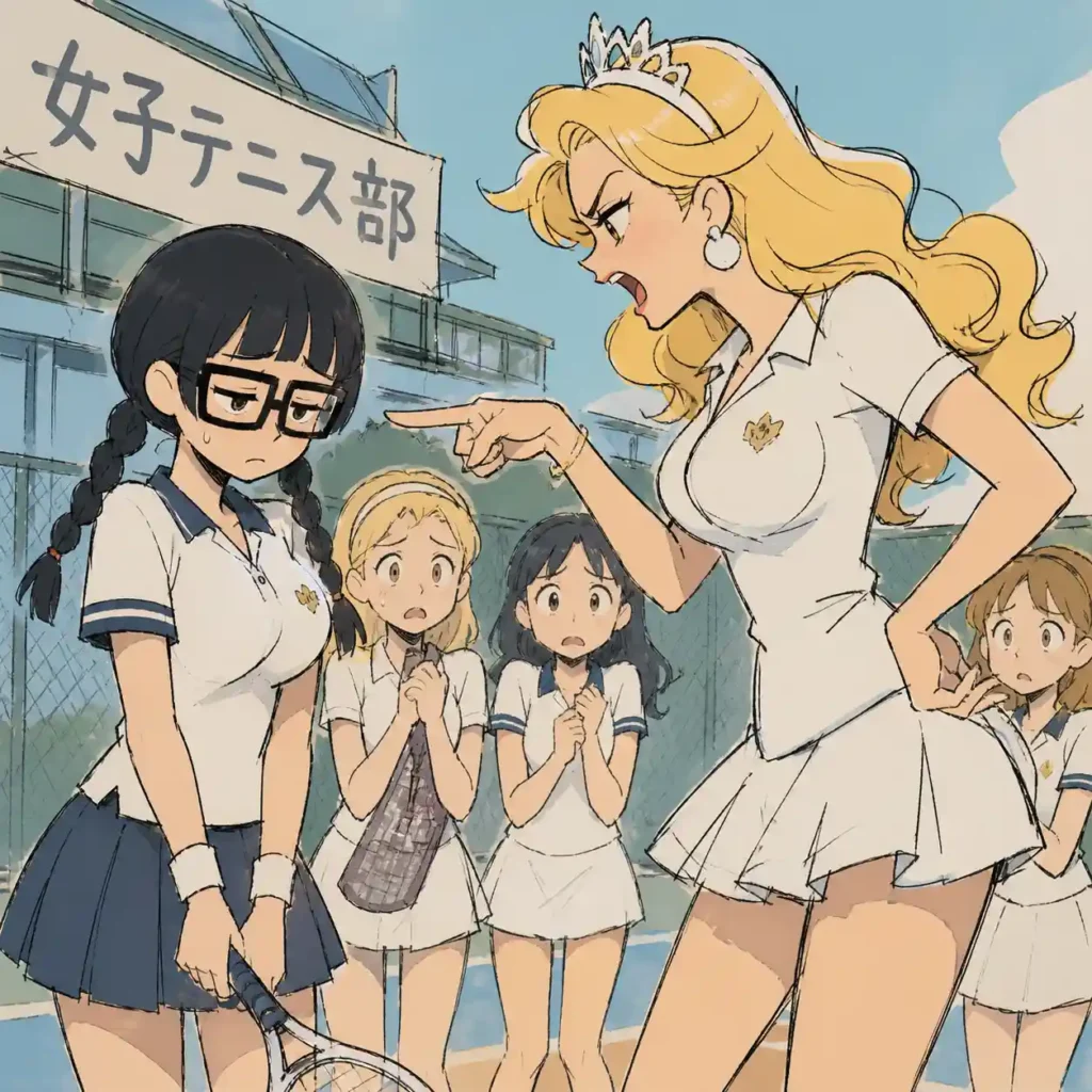 先輩に叱られている女子