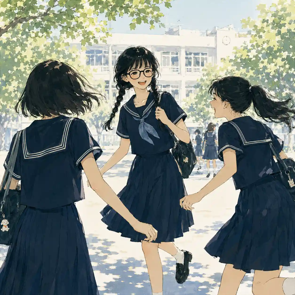友達とふざけている女子
