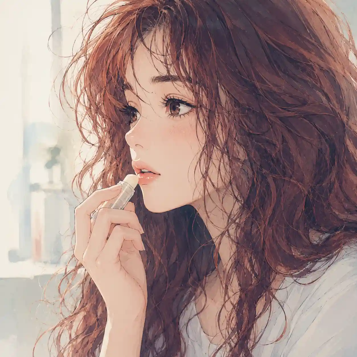 リップを塗る女子