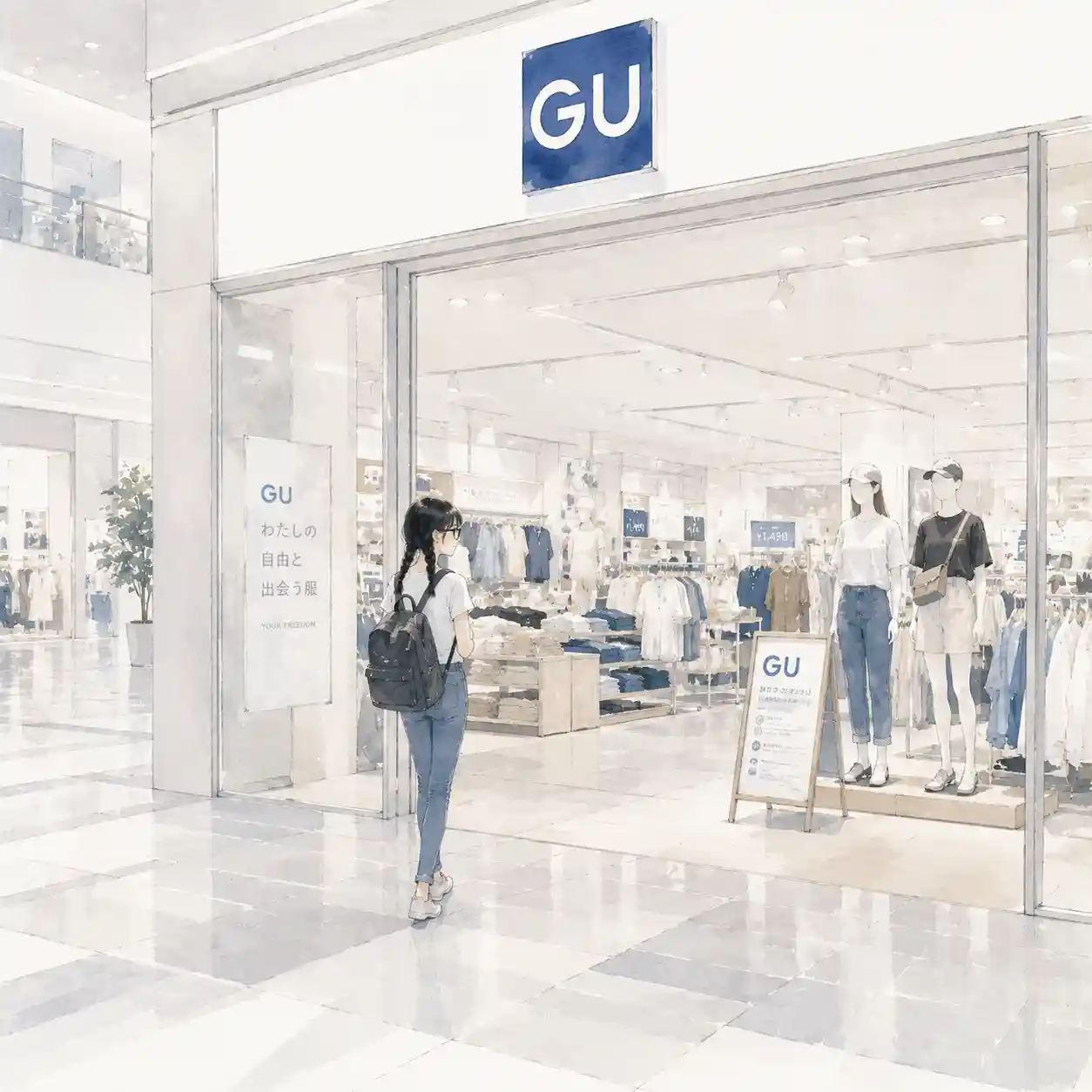 GUにショッピングに行く女子