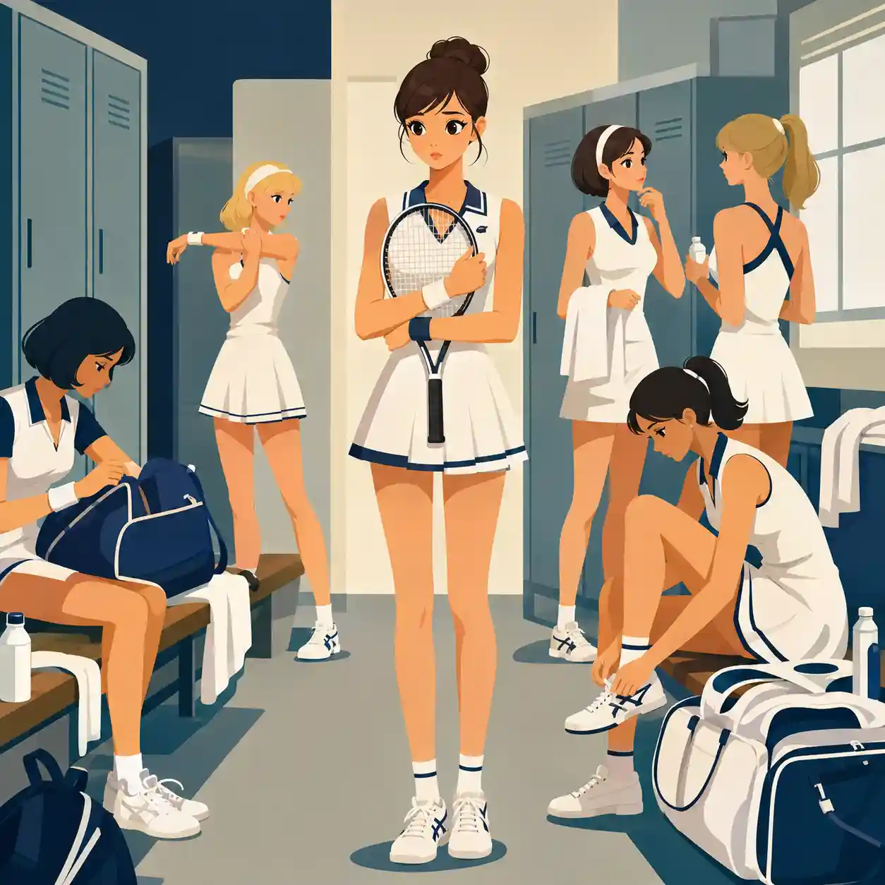 控室 緊張している女子