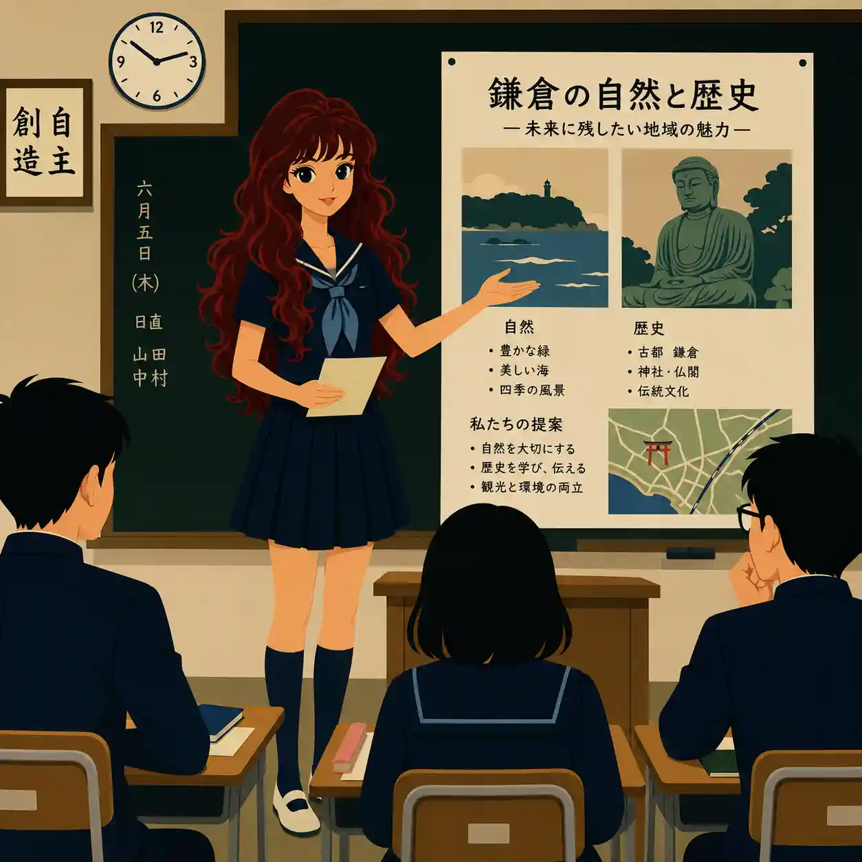 発表している女子