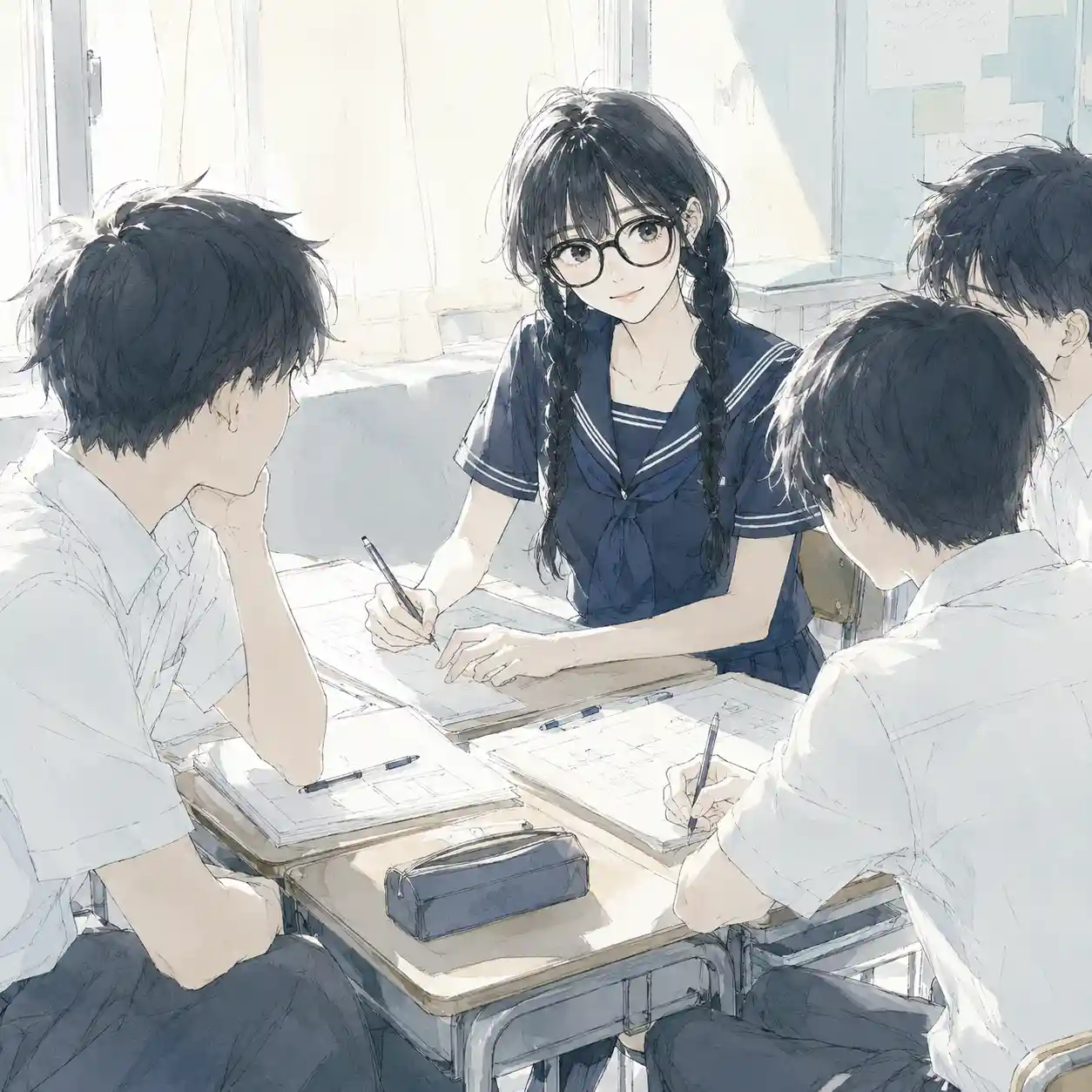 グループワークにいそしむ女子 