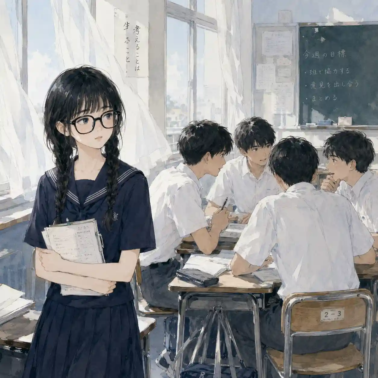 大勢の中には気遅れする女子