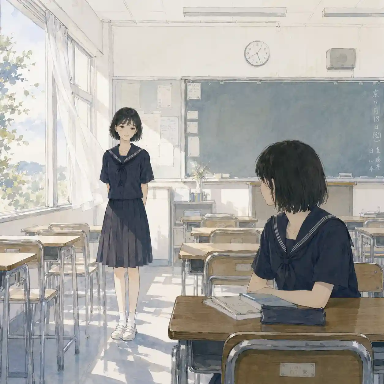 自分ににているタイプを凝視する女子