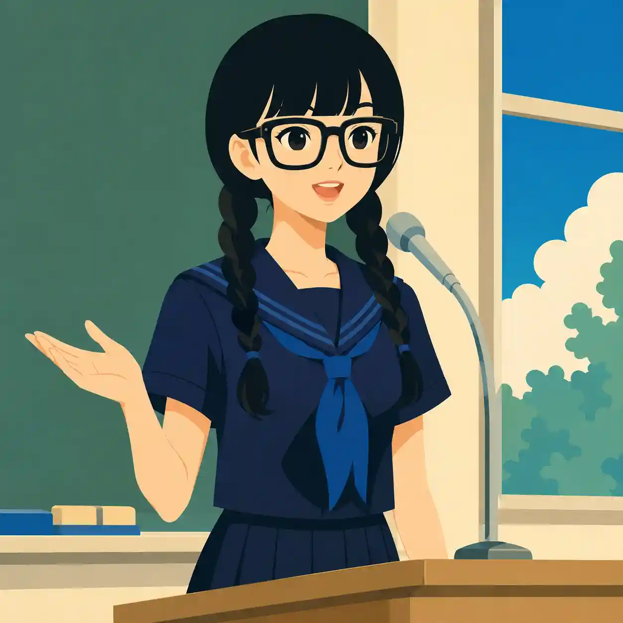 緊張せず演説する女子